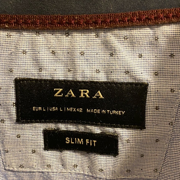 Men’s Zara slim cut collared button down, light blue, size L - Picture 3 of 5